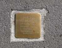 Snublestein til minne om Moritz Nachtstern utenfor Brugata 15.