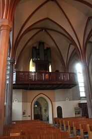 Daværende orgelgalleri med Jørgensen-orgelet fra 1976. Foto: Chris Nyborg (2013).