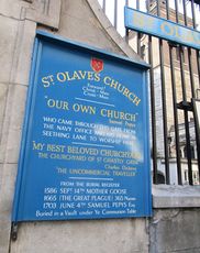 "Our own church". Minneplakett ved St. Olave's Church, ut mot Seething Lane. Foto: Stig Rune Pedersen