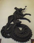 St. Georg bekjemper dragen, bronserelieff som gave fra Norge til kirken St. Mary-le-Bow. Foto: Stig Rune Pedersen