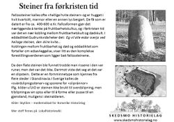 Tavle om steiner ved Skedsmo kirke.