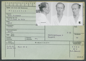 Sten Florelius 1905–1995 Fangeprotokoll fra Grini Fangekort med bilde 1942.png