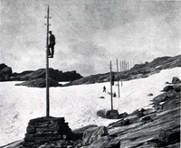 Linjebygging over fjellet.