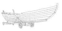 Storebåtsvogna med ein sunnmørsåttring teikna av Jakob D Bjørkedal.