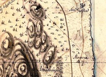 Stormoen Snekkerhaugen Brandval vestside kart 1806.jpg