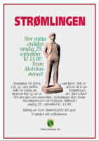 Strømlingstatuen - plakat for avdukningsseremonien 29.09.2013. Per Høstland.