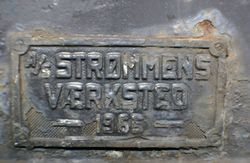 Strømmens Værksted produksjonsskilt 1965.