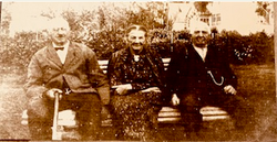 Tre søsken fra Stubberud: Hagen Stubberud, Mathea Hoel, Julius Stubberud. Alle født rundt 1850, foto rundt 1920.