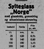 Faksimile fra Aftenposten 2. august 1926: Annonse for Norgesglass.