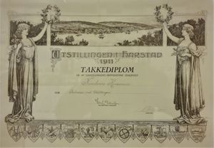 Takkediplom fra Harstadutstillingen 1911.jpg