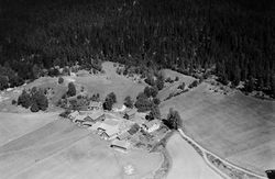Tangerudgårdene. Flyfoto 1949.