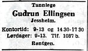 Tannlege Gudrun Ellingsen annonse 1961.jpg