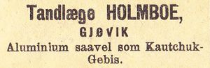 Tannlege Holmboe annonse 1916.jpg