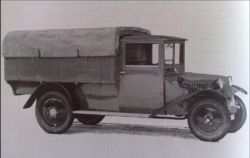 Denne Tatra lastebil med sidelemmer fra 1931 var nok noe mindre enn det som ble brukt under aksjonen, men overbygget er sammenlignbart. Foto 1931 Ukjent.