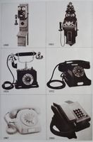 Telefonapparater fra ulike perioder.