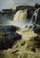 Haugsfossen, malt av Frits Thaulow i 1883 Foto: Nasjonalmuseet