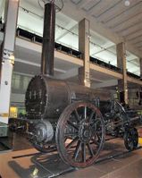 Stephensons "The Rocket" fra 1829, utstilt på Science Museum i London. Foto: Stig Rune Pedersen