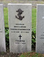 Thorvald Severin Rasmussen er gravlagt ved St. Olaf's Cemetery ved Kirkwall på Orknøyene. Foto: Stig Rune Pedersen (2019)