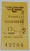 Togbillett Veggli–Kongsberg fra 1986