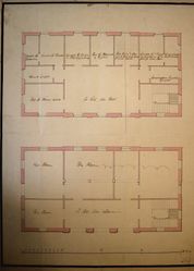 Plantegning av tollboden fra 1790, signert Hans Christian Lind. Fra Riksarkivet, GTK 75.