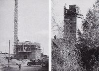 Toten Kornsilo bygges (1937). Foto: Lena Foto