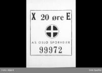 Trikkebillett fra krigen med solkors, 1940–1945.