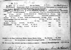 Trygdebrev frå Volda Branntrygdelag på Austefjord kyrkje i 1905.