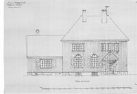 Tveitsund stasjon. Fasade sydøst. Arkitekt Ivar Næss