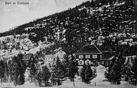 Tveitsund stasjon med bebyggelsen rundt.