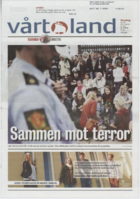 Faksimile av Vårt Lands forside 26. juli 2011.