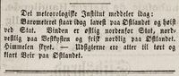 Værmelding i Aftenposten 23. august 1869.