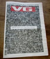Forsiden av VG 9. april 2015, på 75-årsdagen for den tyske invasjonen.