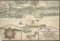 Håndtegna kart over Vardø, ukjent dato.