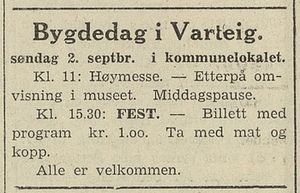 Varteig bygdedag (Sarpsborg Arbeiderblad 1945-08-30 s4, sp3).jpg