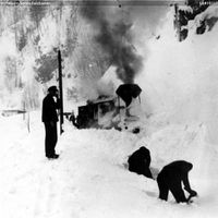 Snørydding ved Vennesla. Ukjent/NJM-Setesdalsbanen