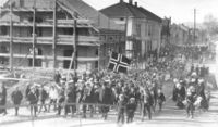 Folketoget ved «Trævaren» 17. mai 1915.