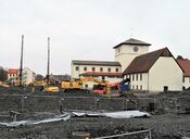 Arbeidet med utvidelse av Vikingskipshuset i gang, våren 2023. Foto: Stig Rune Pedersen