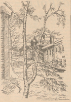 "Vinterdag ved Mesnabrua" Tegning fra 1967.