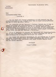Ærbødig påminnelse fra W. Ihlen til Jernbanedirektør Pihl 15.12.1874.