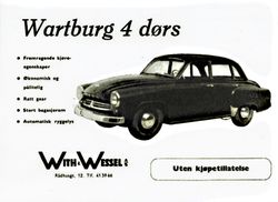 Importøren With & Wessel presiserer at øst-tyske Wartburg kan anskaffes uten kjøpetillatelse.