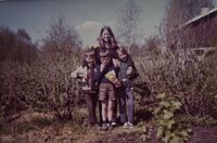 Westlie - Lindheim - 1968. Ingrid, Arne. Johanne og Arvid Andreassen. Foto: Annar Westlie