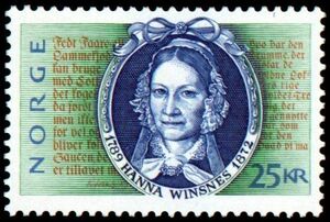 Hanna Winsnes er avbildet på dette frimerket utgitt i 1989